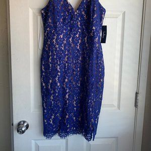 Lulus Cobalt Blue fitted v-neck dress